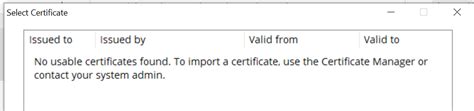 No usable signing certificates are available 